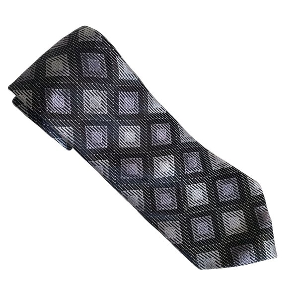 Michael Kors Silk Tie Diamond Print Black Blue White Mens Necktie Business Caree - Picture 1 of 5